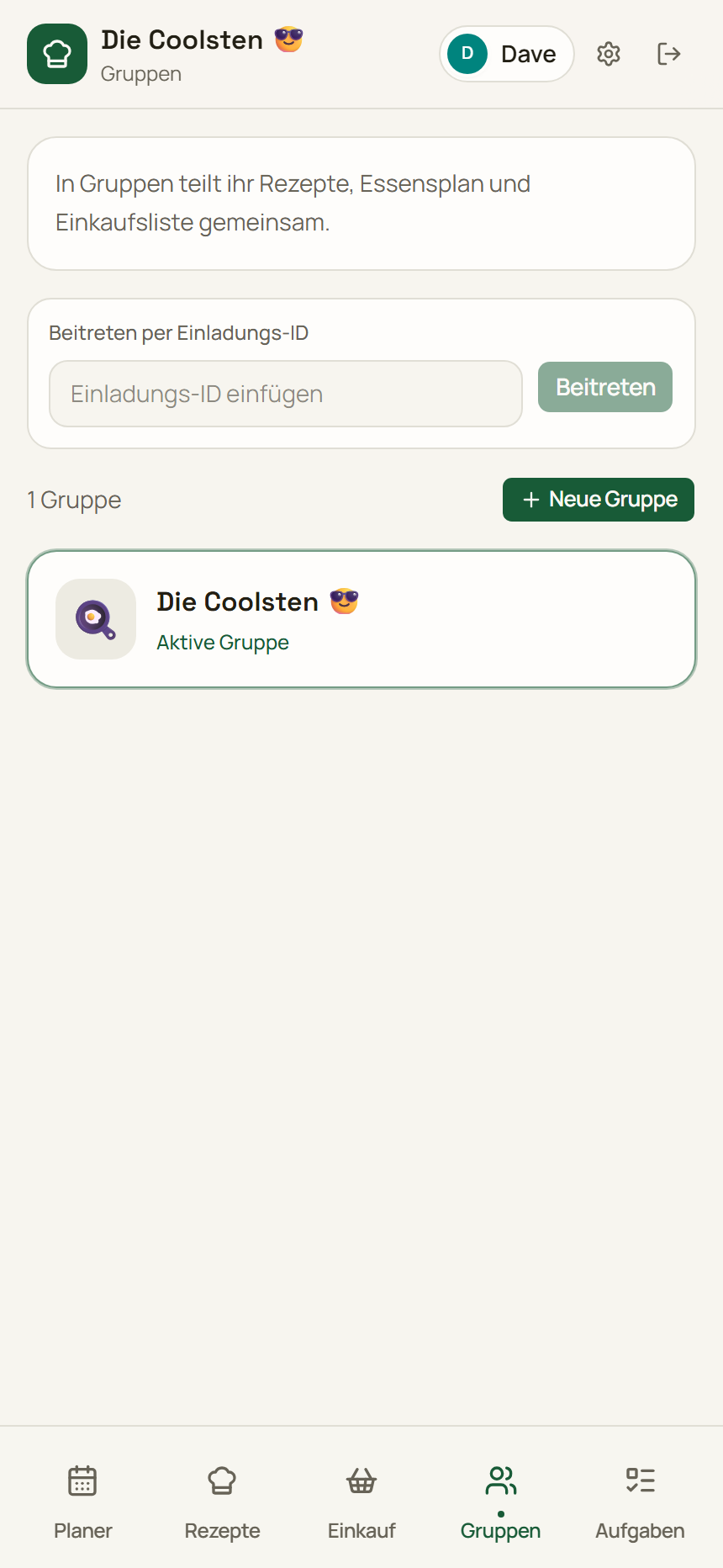 Gruppenverwaltung in Zelomi